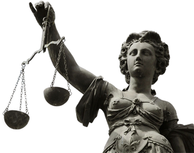 Statue of Lady Justice with scales.